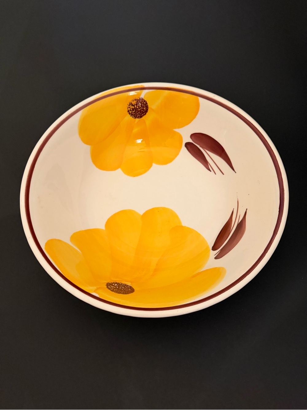 VTG Stoviglierie Serving Bowl With Hand Painted Flowers Made in Italy